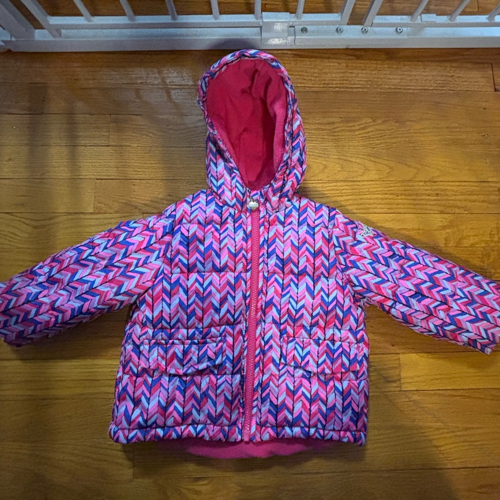Oshkosh BGosh toddler puffer jacket pink chevron